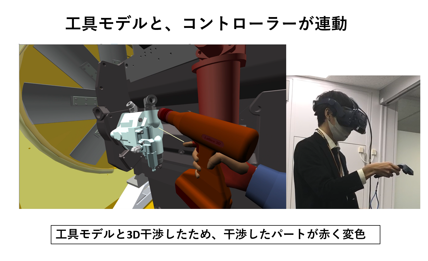 工具 3D モデルと、コントローラーが連動